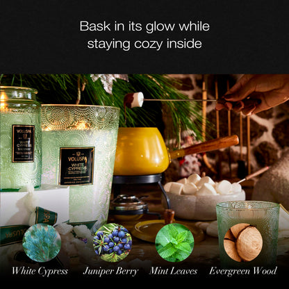 Voluspa White Cypress,Small Candle Jar, 5.5 Ounce,50 Hour Burn Time, & Coconut Wax for Clean Burning,,Handcrafted in the USA
