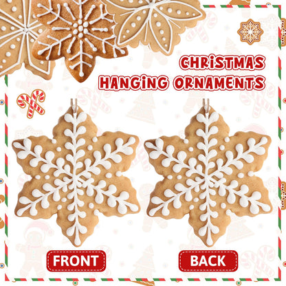 Soaoo 36 Pcs 7.9 Inch Gingerbread Snowflake Christmas Outdoor Decorations Large Hanging Christmas Ornaments Double Sided Xmas Plastic Decor for Xmas Tree Office Home Yard Porch Holiday