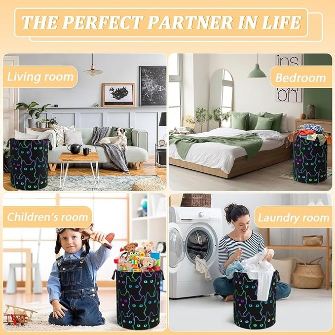 Funny Black Cats Laundry Hamper Bag