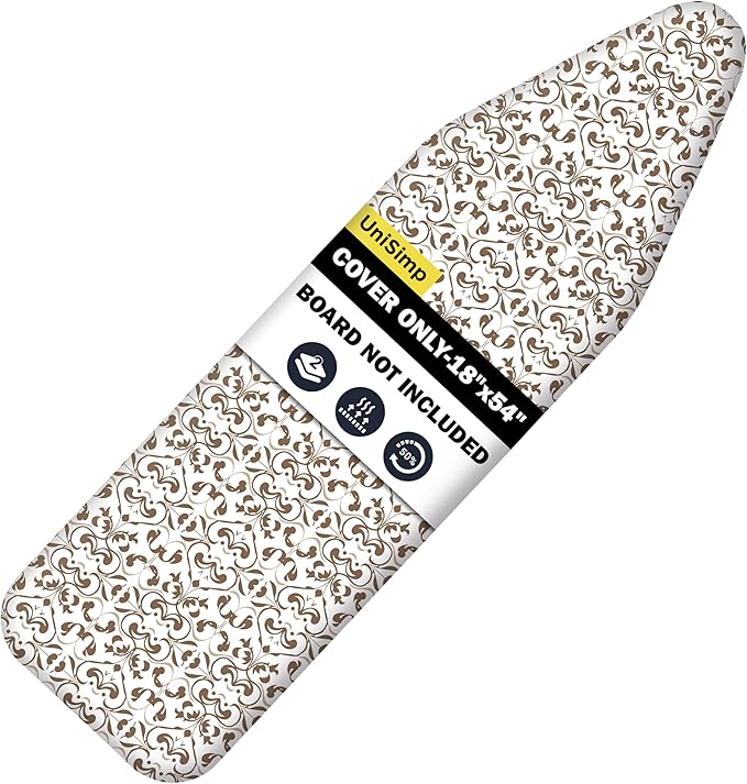 Ironing Board Cover and Pad 18"x54" Extra Thick Natural Cotton, Scorch and