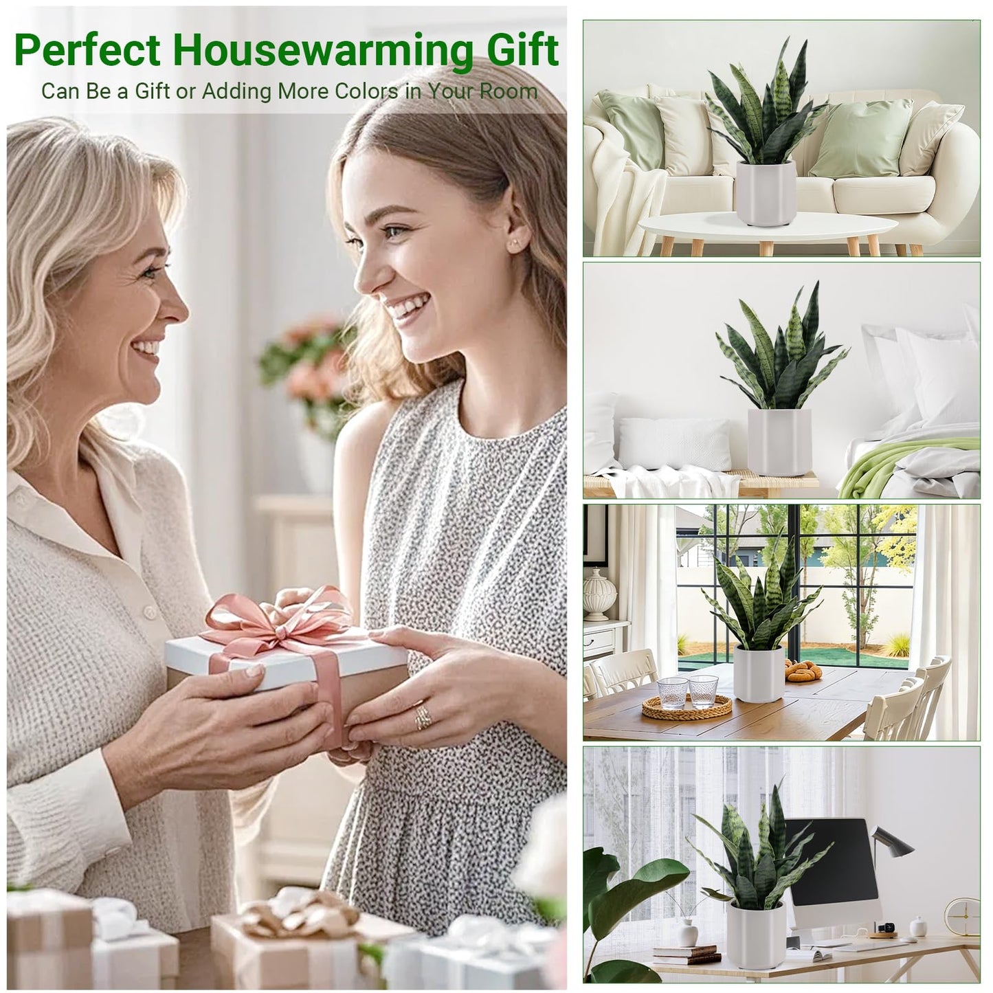 BTHM DSGN Artificial Sansevieria Plant Fake Snake Plant in Plastic Pot, 22" Tall Real Touch Fakes Plants for Home Decor Indoor, Lifelike Succulent Like Plant for Office Bedroom Living Room-Green