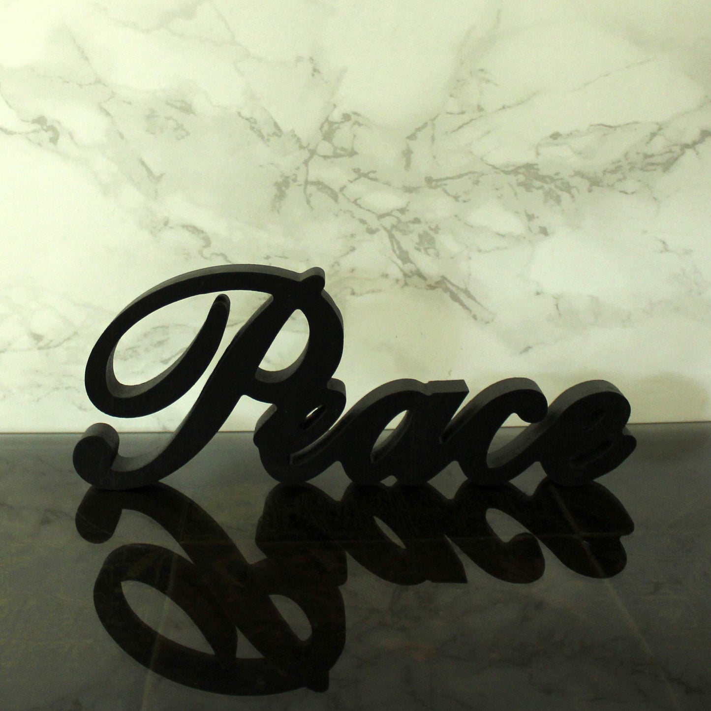 CVHOMEDECO. Matt Black Wooden Words Sign Free Standing Peace Desk/Table/Shelf/Home Wall/Office Decoration Art, 11 x 4-1/4 x 1 Inch