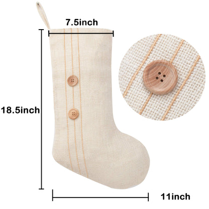 GEX Christmas Stockings 5 Packs for Family 18.5" Large Linen Embroidery Classic Christmas Stockings Burlap Minimalist Rustic Large Hanging Ornament Decorations for Fireplace Xmas Season (Set of 5)