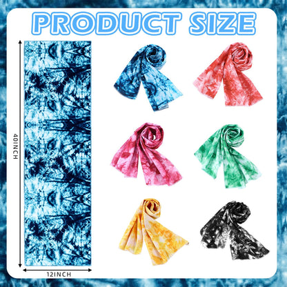 Lumina Garden 12 Pcs Tie Dye Cooling Towel for Neck and Face, 40 x 12 Inch Soft Microfiber Breathable Chilly Ice Towel, Stay Cool Sweat Rags for Sports Biking Hiking Running Yoga Golf Camping