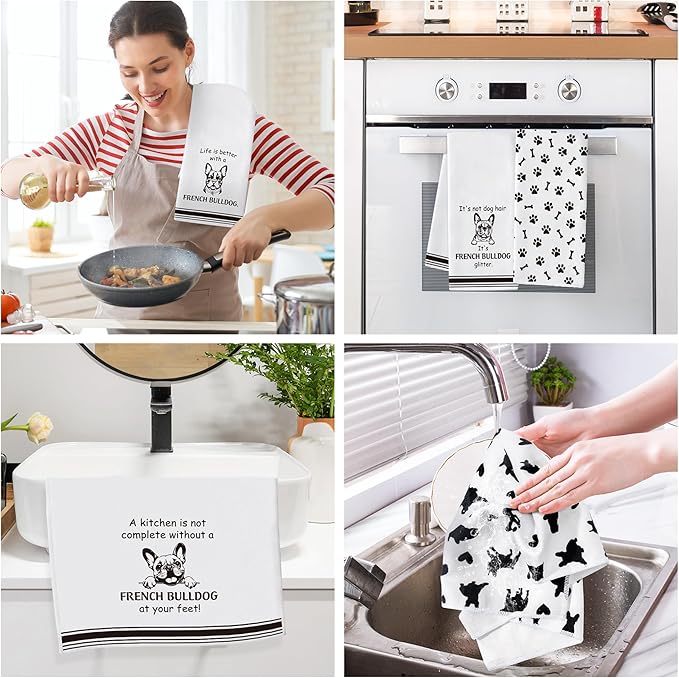 French Bulldog Kitchen Dish Towel