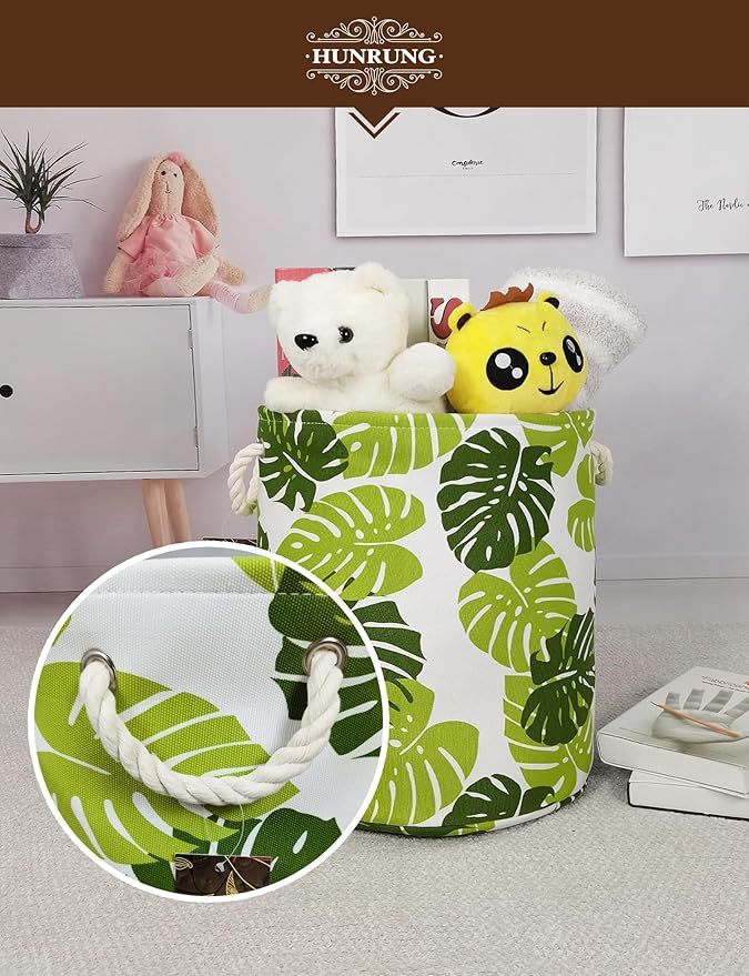 HUNRUNG Laundry Hamper, Large Canvas Fabric Lightweight Storage Basket Toy