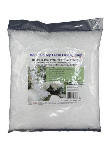 Mountain Top-Like Fluffy Fallen Snow 10 oz. Artificial Snow Scatter Flakes - Ready to Use-No Prep Needed, White