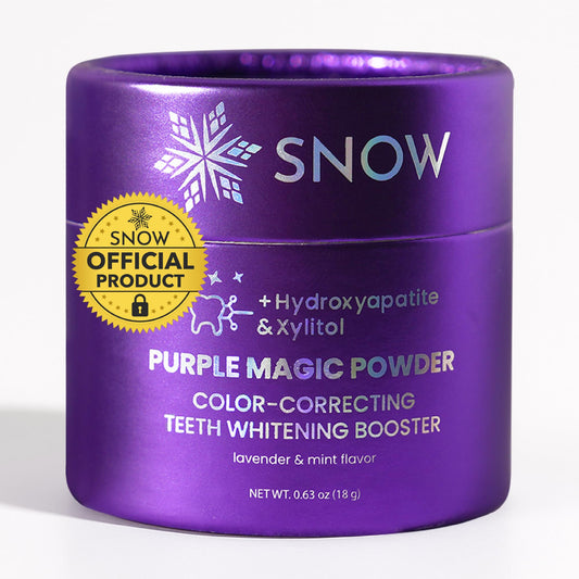 SNOW Purple Magic Powder - Purple Teeth Whitening Powder, Color Correcting with Hydroxyapatite, Stain Removal, Color Corrector, and Toothpaste Booster - 18g