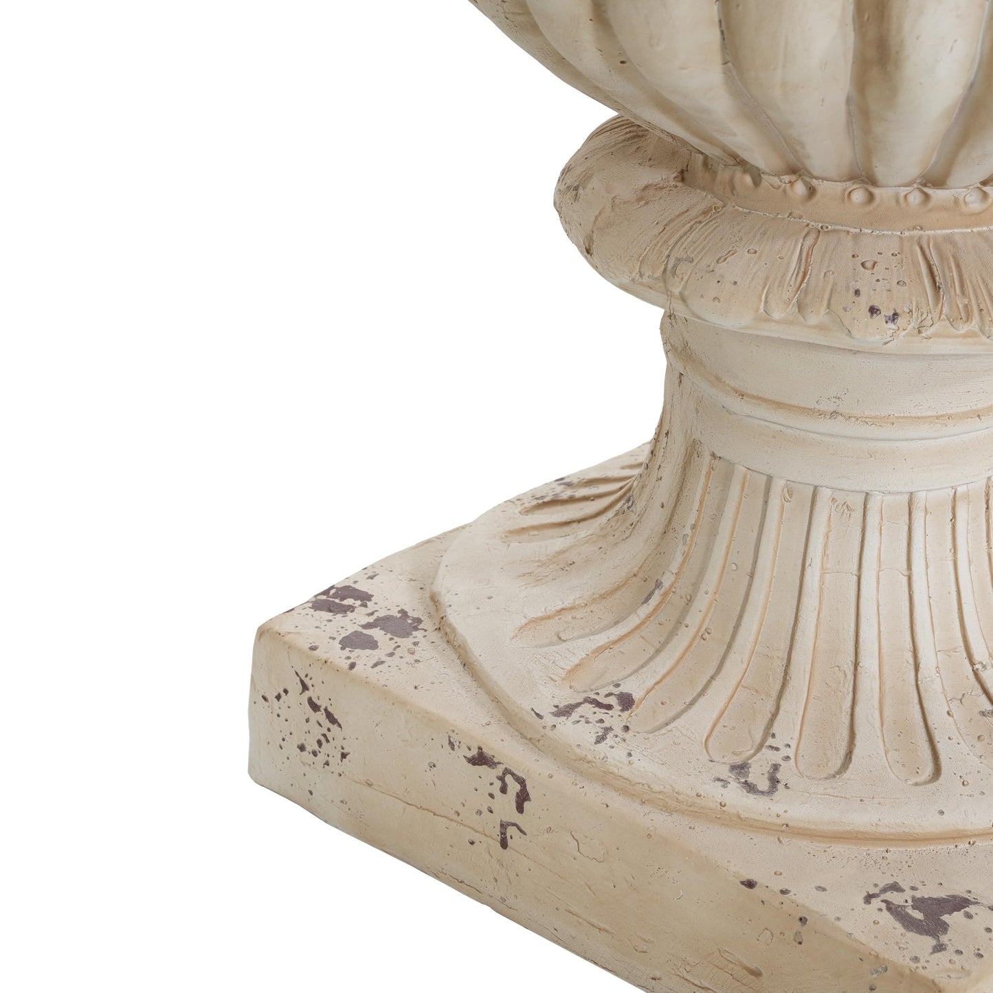 PETALORE Antique White Urn Planter, 27" Tall Large Urn Planter Outdoor for Garden Patio or Front Porch, Hand-Painted Magnesium Oxide Urns Flower Pot with Drainage Hole, No Assembly Needed
