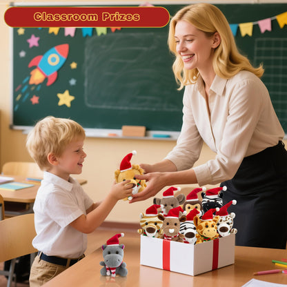 Spoilu 10pcs Stocking Stuffers for Kids - Small Stuffed Animals Bulk, 6.1 Inch Mini Cute Plush Toys, Christmas Tree Decorations, Treasure Box Toys for Classroom