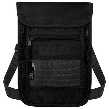 sundee Travel Neck Wallet with Double Zippers, RFID Blocking Passport Holder with Adjustable Neck Strap for Men and Women to Keep Cash, Credit Cards and Travel Documents Safe - Black