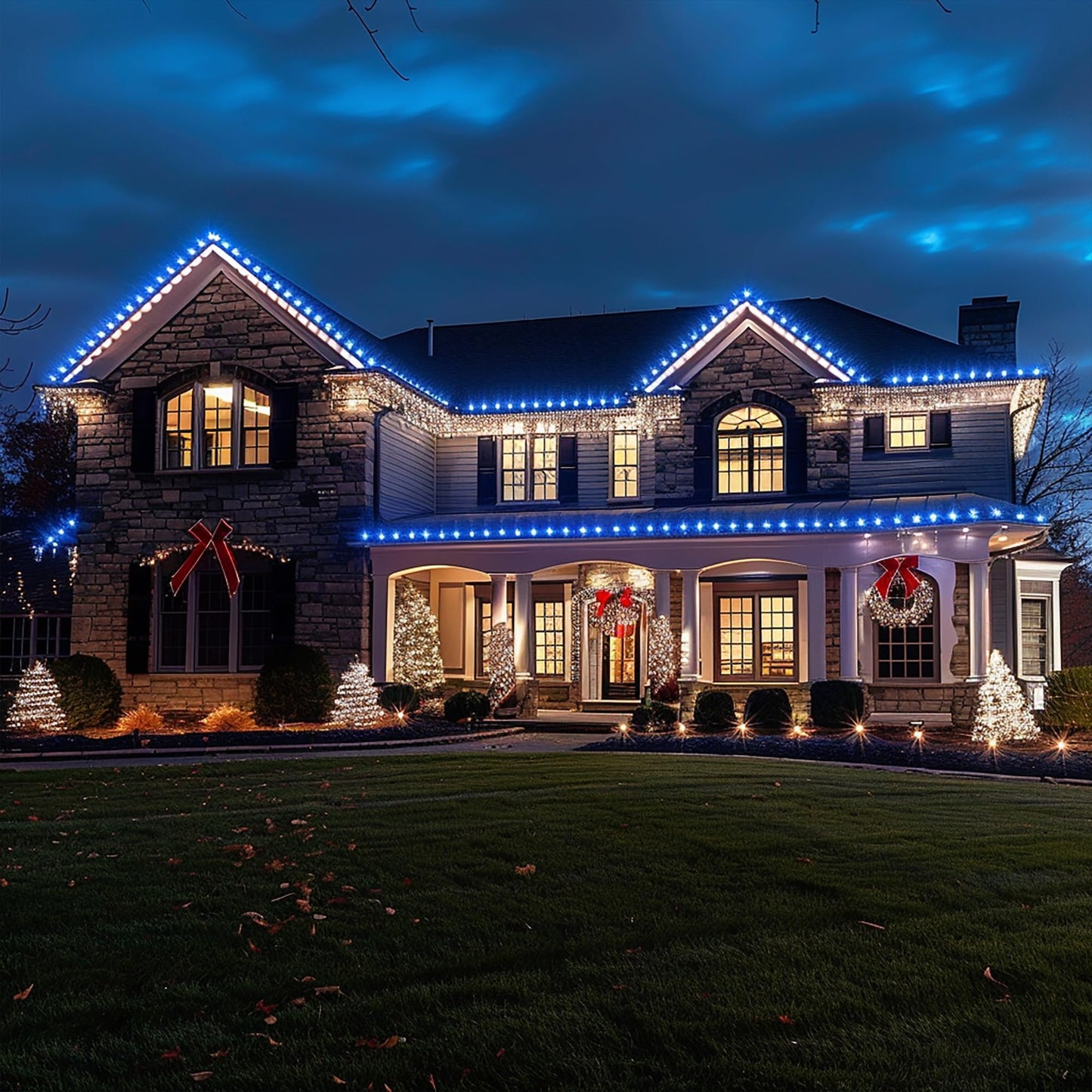 TW SHINE C6 Christmas String Lights, 200 LED 66 FT Christmas Lights Outdoor with 8 Modes Timer, Waterproof Connectable for Indoor Yard Xmas Tree House Christmas Decorations (Blue)