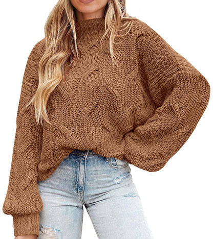 PRETTYGARDEN Women's Fall Oversized Pullover Sweaters Casual Crewneck Long Sleeve Chunky Cable Knit Tops Winter Clothing