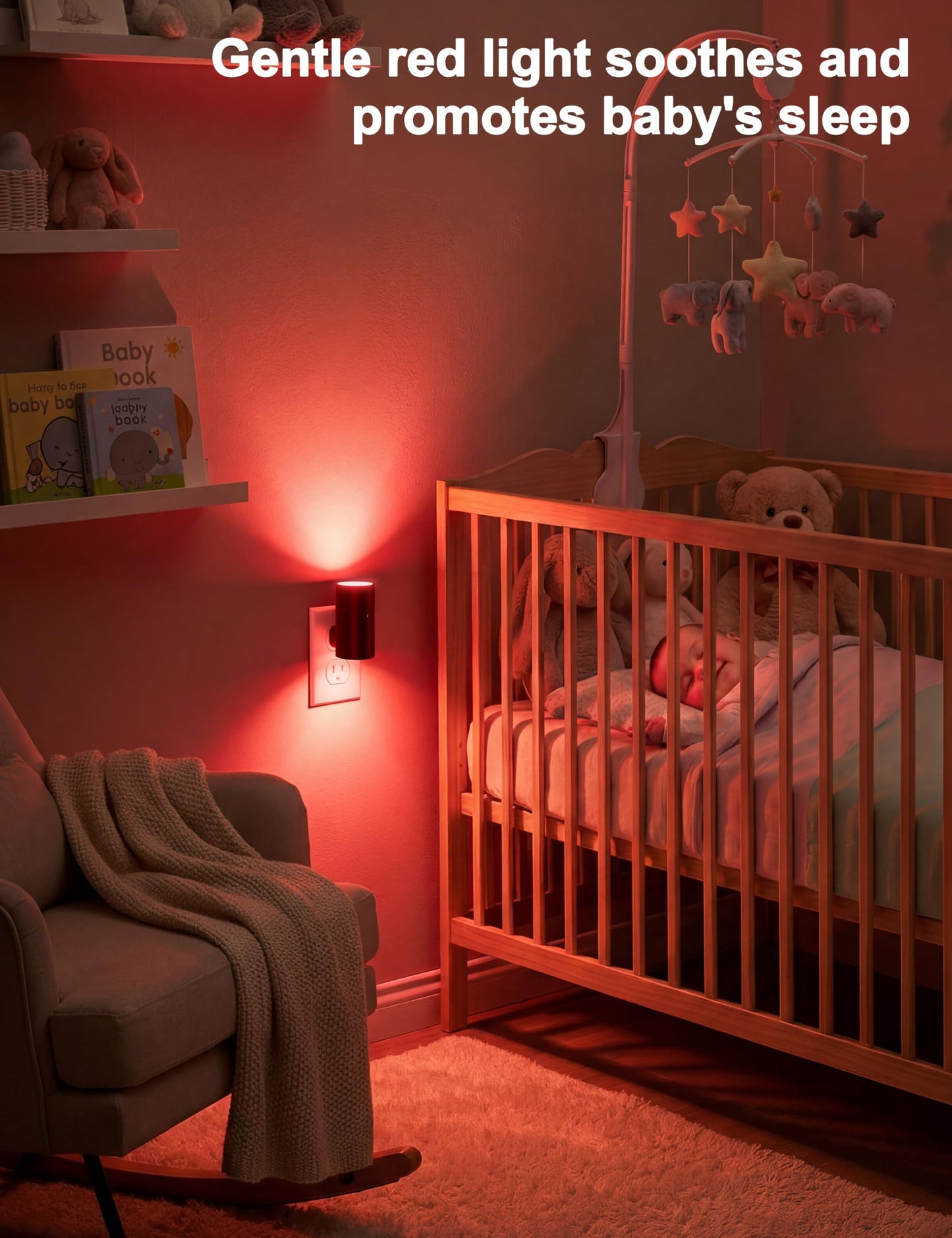 VOLISUN Red Night Light Plug into Wall, LED Night Lights with Light Sensor, Sleep Aid Red, Dimmable Night Light for Christmas, Holiday Decor, Hallway, Bedroom, 2 Pack