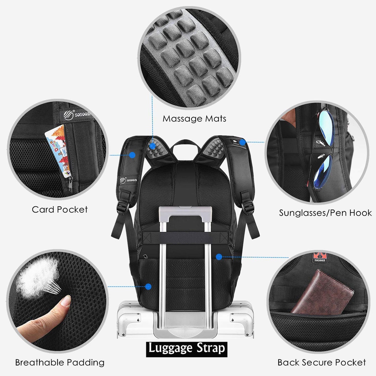 Laptop Backpack, Anti-Theft Business Travel Work Computer Rucksack with USB Charging Port, Large Lightweight College High School Bag for Boy Men Women (15.6inch)