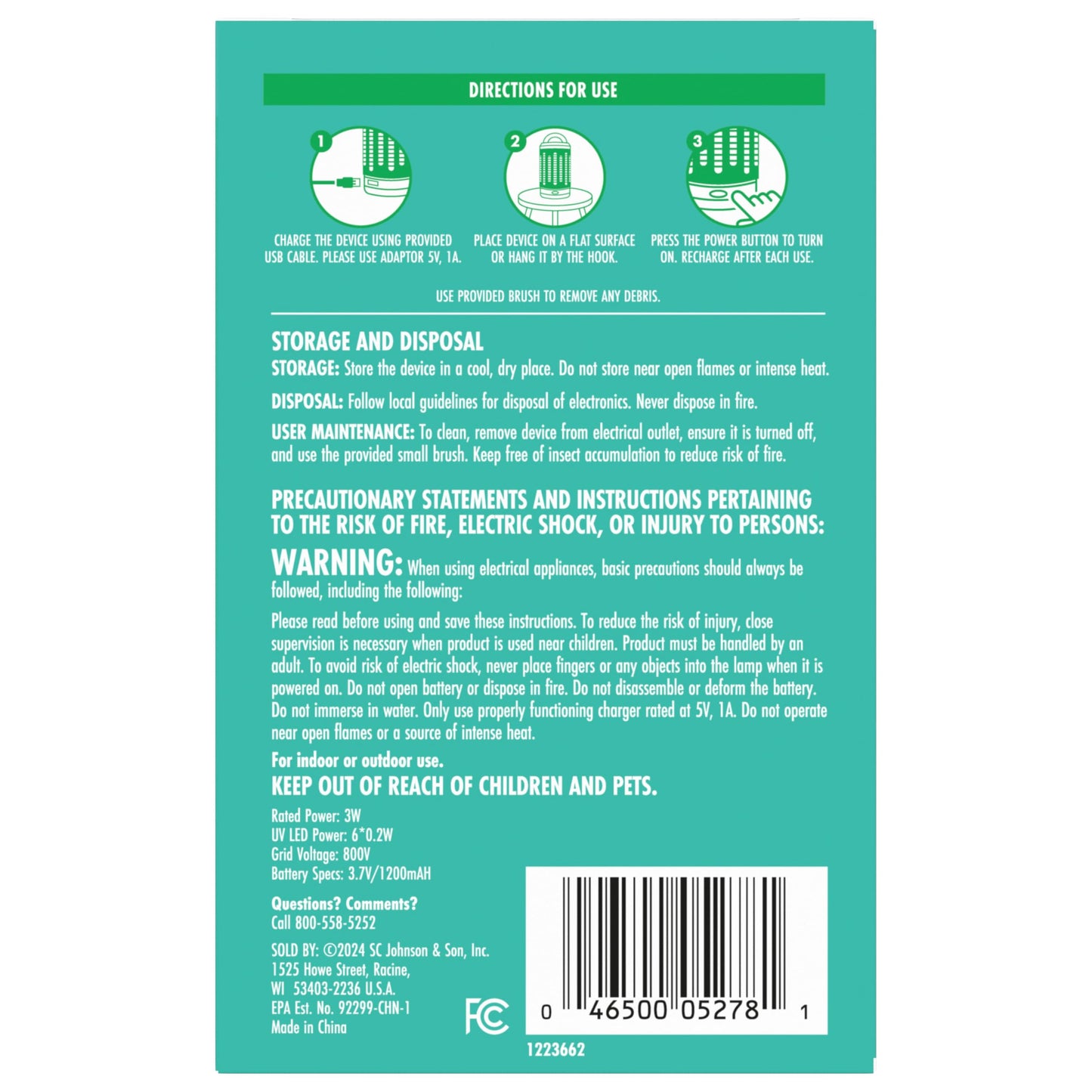 STEM Flying Insect Zapper, Indoor and Outdoor Electric Fly & Mosquito Trap, Includes Micro-USB Charging Cable and Brush for Cleaning