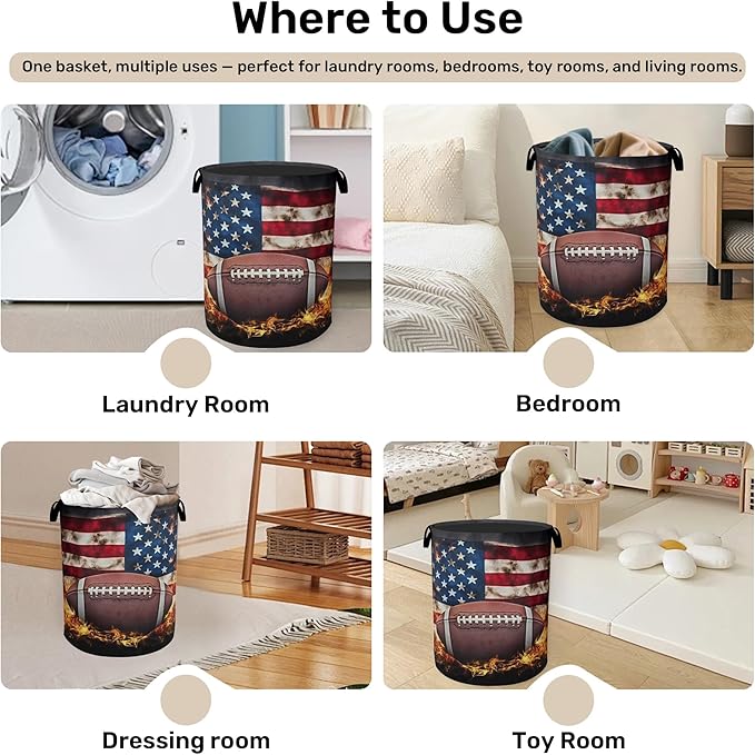 Football Large Clothes Hamper Bag