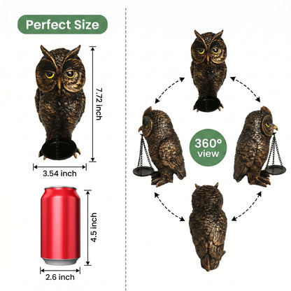 Gothic Home Decor Owl Candle Holder Tealight Stand Resin Statue for Living Room Bedroom Halloween Spooky Ornaments Unique Bird Decor Gold