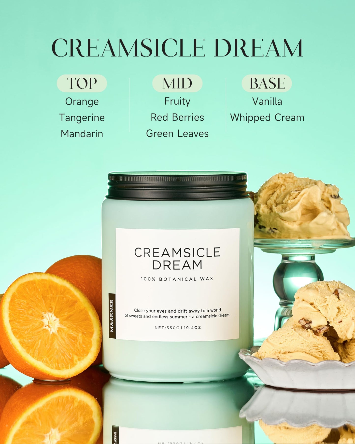 M&SENSE Orange Creamsicle Candle for Home Refresh & Spring Scenting, 19.4oz Soy Wax Candle with 110 Hours Burn Time, Non Toxic, Long Lasting Fragrance Gifts for Women & Mom