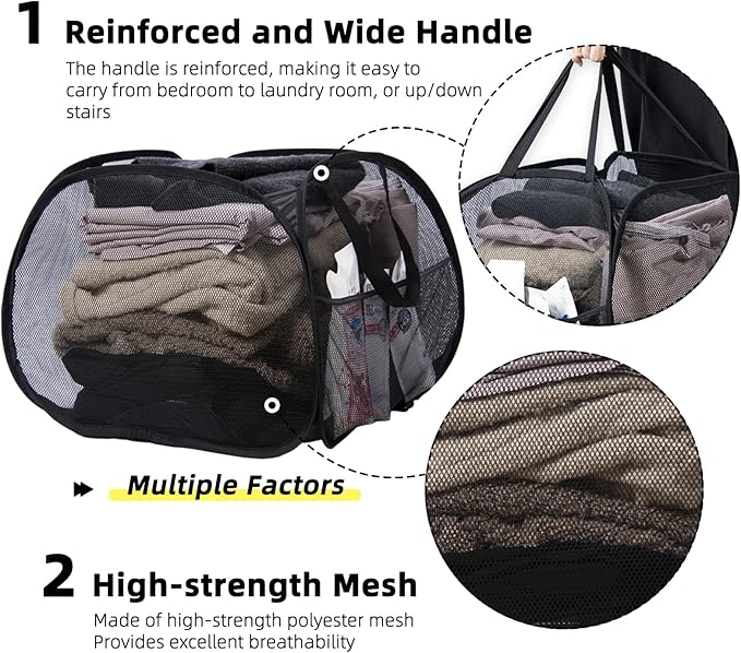 Collapsible Laundry Basket, 90L Foldable Pop-up Laundry Hamper