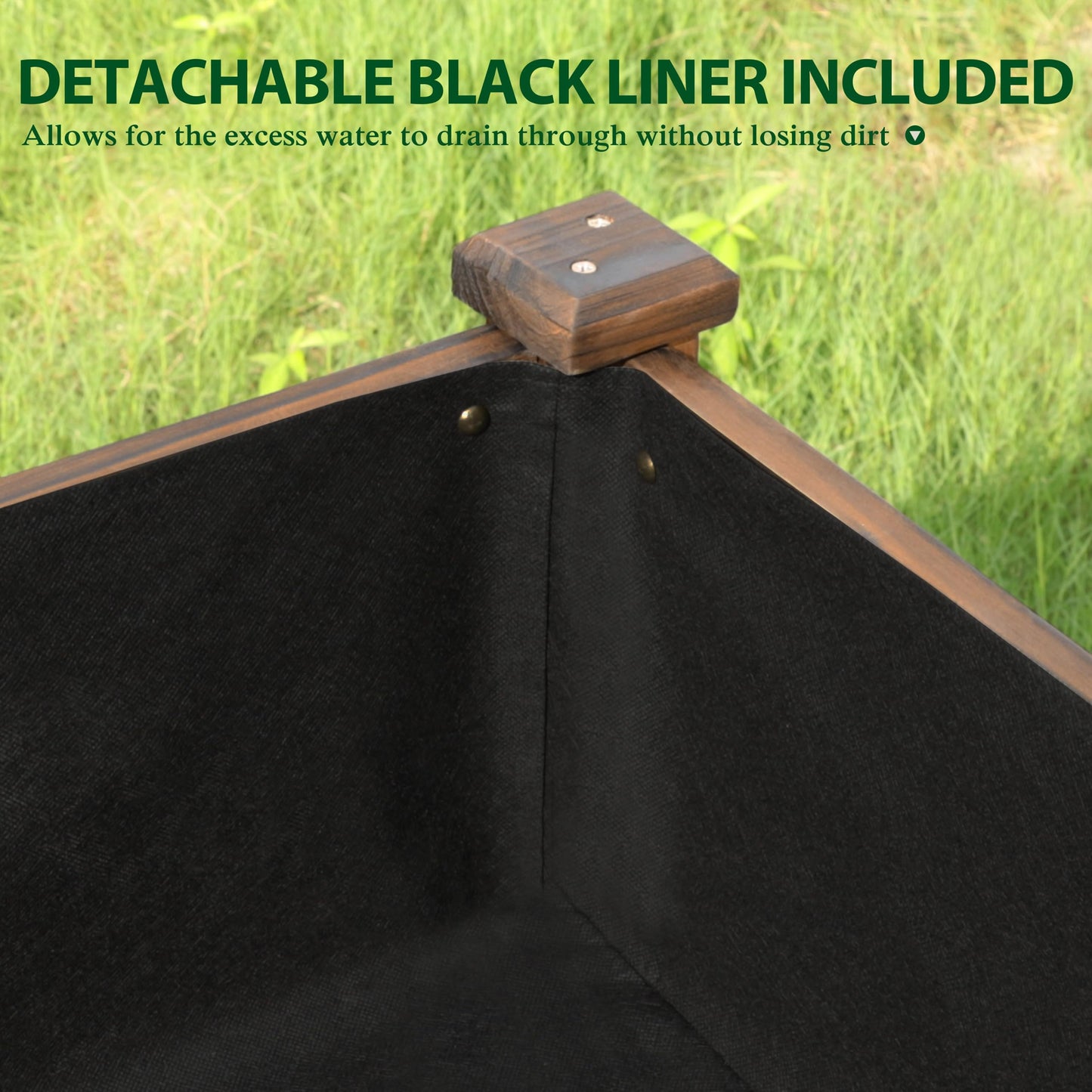 Yardenaler 48x24x30 in Raised Garden Bed with Legs, Outdoor Elevated Wood Planted Box with Liner & Drainage Hole for Vegetable Flower, Backyard and Patio, Rustic