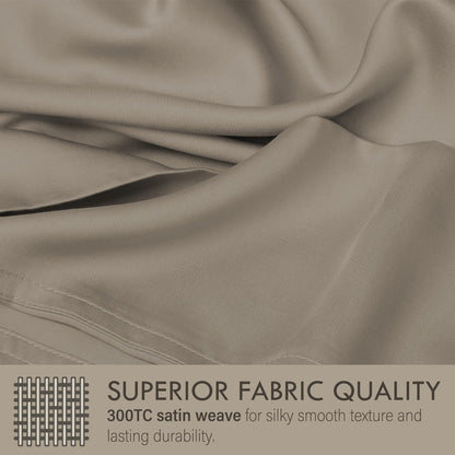 ClevaHome Sheets Queen Bed Sheet Set, 100% Rayon derived from Bamboo, Luxuriously Soft, Cooling, Double Stitching, 16" Deep Pockets Imported (Queen, Taupe)