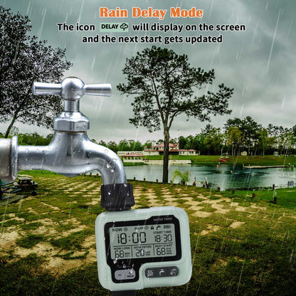 Johgee Water Timer, Watering Computer, Control Irrigation System for Garden Lawn, Automatic Irrigation, Rain Delay, Manual Control and Child Lock