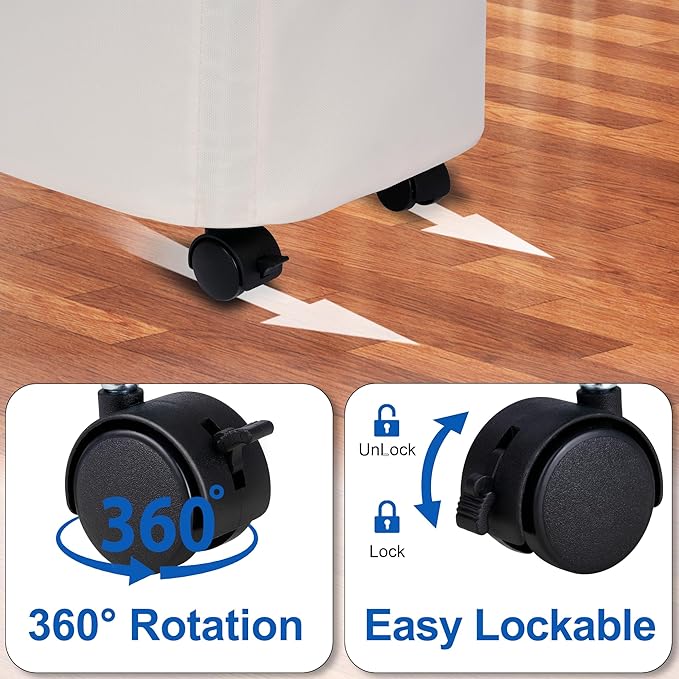Slim Laundry Hamper with Lid and Wheels, Small Rolling Laundry Basket with