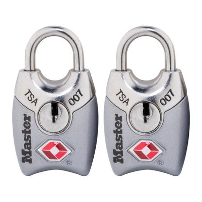 Master Lock 4689T TSA Approved Keyed Lock, 2 Pack, Colors May Vary & 4688D Set Your Own Combination TSA Approved Luggage Lock, 1 Pack, Blue