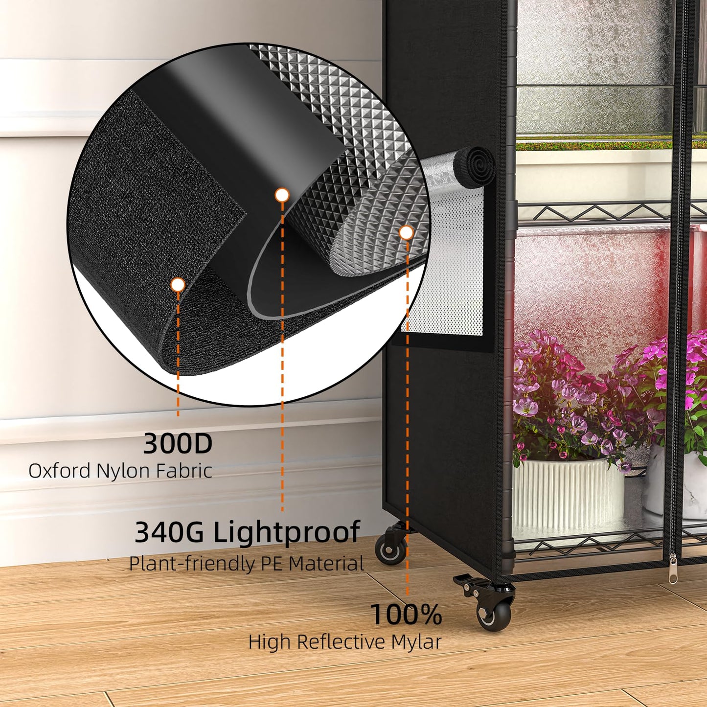 Aouipris Indoor Greenhouse with Grow Light, 5 Tier 15.7" L×11.8" W×62.3" H growtent with Lights, with 48W Full Spectrum Growing Lamps，Metal Indoor Plant Enclosure for Seed Starting