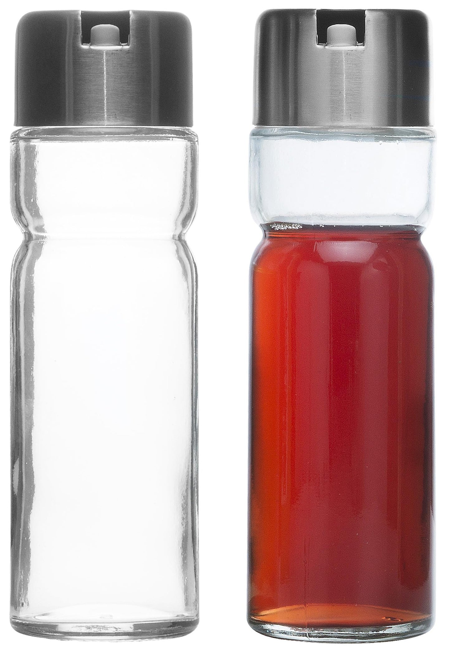 Oil and Vinegar Salt & Pepper Cruet Set (6 Piece) Durable Glass Stainless Steel Bottle Set With Caddy