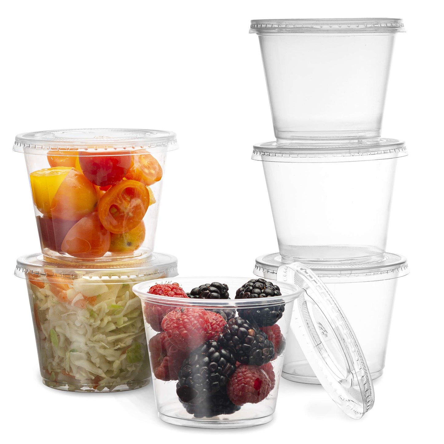 Plastimade Clear Disposable Plastic Portion Cups With Lids (100 Sets - 5.5 Oz) - Condiment, Sauce/Dip/Dressing, Souffle & Jello Shot Cups for Thanksgiving