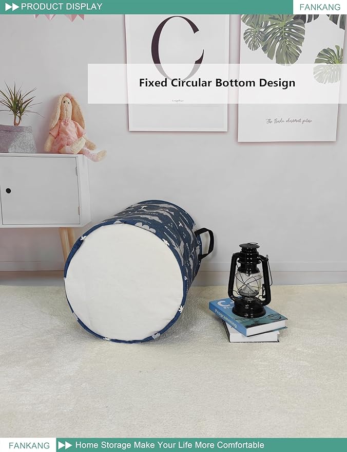 FANKANG Storage Basket, Nursery Hamper Canvas Laundry Basket Foldable