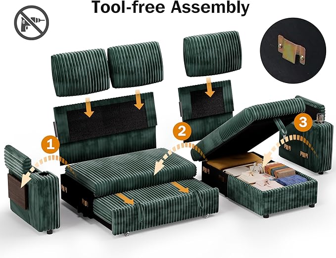 Vipbear 86" Modular Sectional Sleeper Sofa