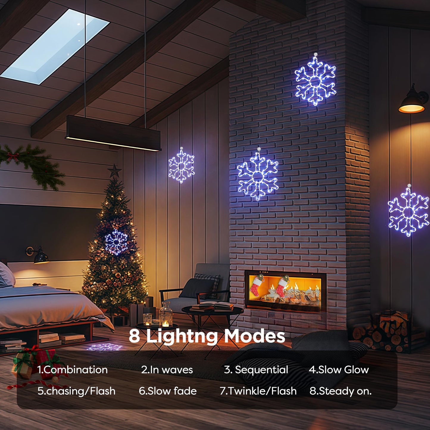 BlcTec 2 Pack Big Christmas Snowflakes Lights, 13 Inch Durable Metal Frame Snowflakes with Remote Control, 8 Modes, Timer, Waterproof Battery Operated Snowflake Lights for Christmas Party Decorations