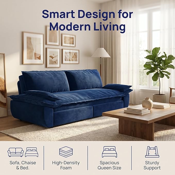 73.2" Sofa Bed Queen, 3-in-1 Pull Out Sofa Bed