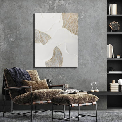 NBAODAN White and Beige Wall Paintings Large Abstract Canvas Wall Art Textured Oil Paintings 32"x40" Pictures for Living Room Office