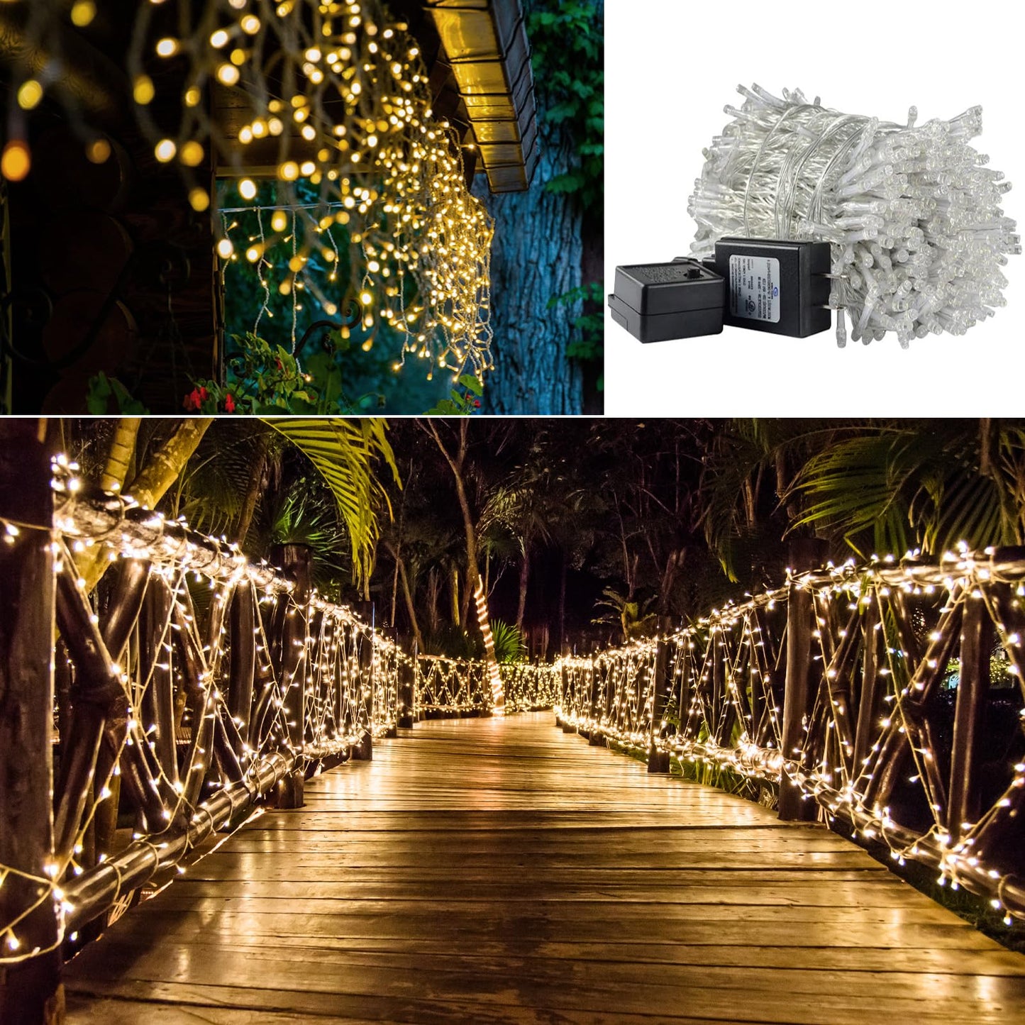 Solhice LED Curtain Lights Outside 40ft x 3ft for Backyard, 600 LED Plug in Hanging Fence String Lights Outdoor Waterproof for Backdrop Backyard Patio Deck Décor (Not Connectable)