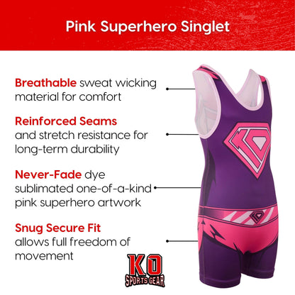 KO Sports Gear Unisex Wrestling Singlet for Youth Wrestlers - Wrestling Singlet for Boys & Girls - Bold Durable Uniform, Stretchy Breathable Material - KO Kid Girl, Youth XX-Small