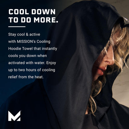 MISSION Cooling Hoodie Towel- Sport Hood Towel, Cools when Wet, UPF 50, Contours Your Head to Stay in Place- Blue