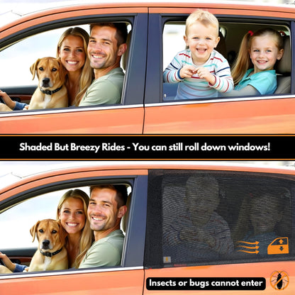 JELLYBABABABY Car Window Shades for Baby | Cooling UV Protector for Kids & Pets | 2-Pack Fits Almost Every Car | Sun Shade for Baby | Rear Side Window Tint | Stretchable & Breathable