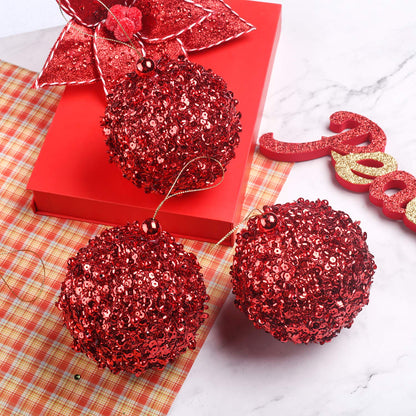 ZHANYIGY 4.25" Shatterproof Christmas Ball Ornaments, 4pc Red Set for Trees and Holiday Decor