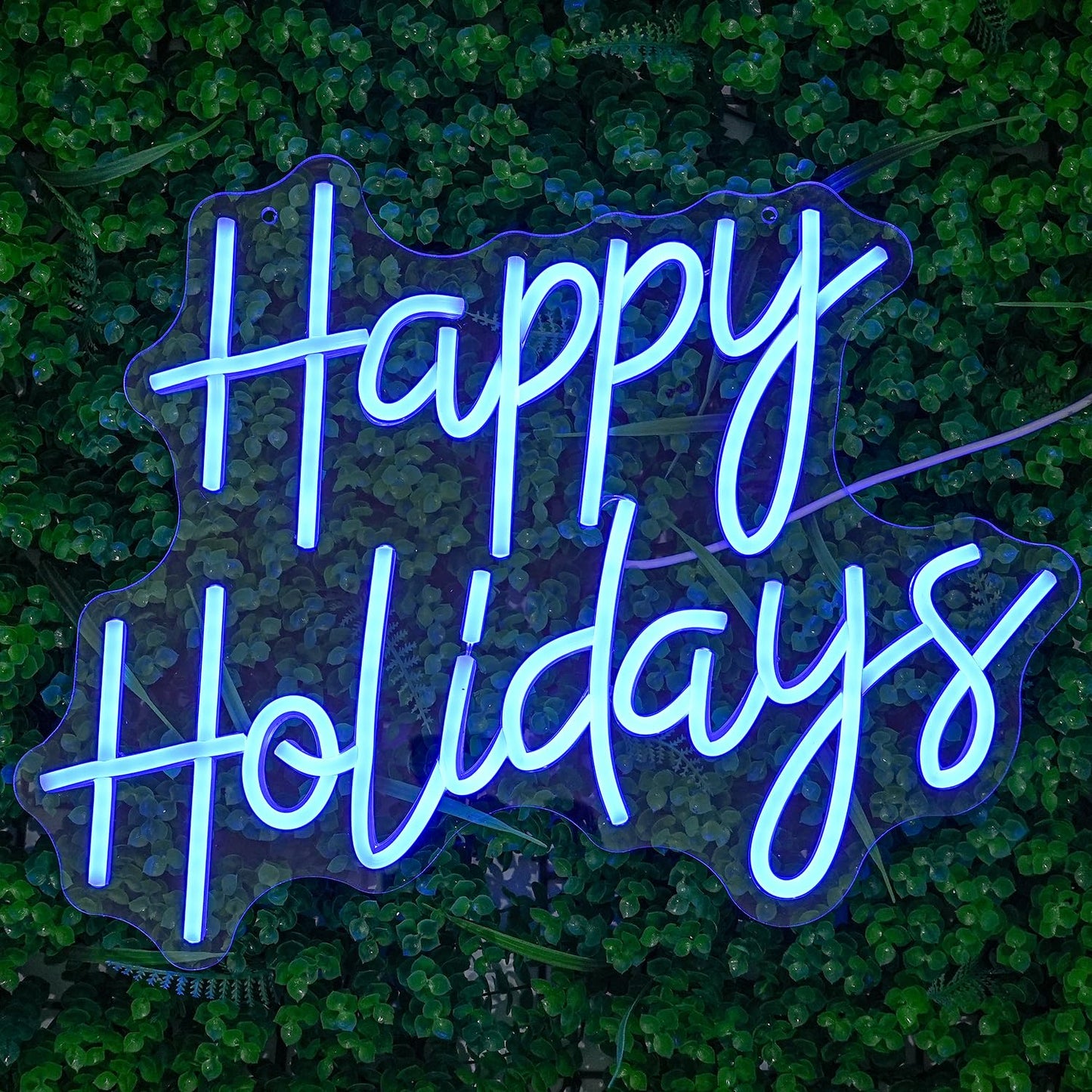 LULANMP Happy Holidays Neon Sign for Wall Decor Dimmable Holiday Neon Lights Blue Christmas LED Sign for New Year Party Home Bar Living Room Offic Decor(16.5''*12.5'')