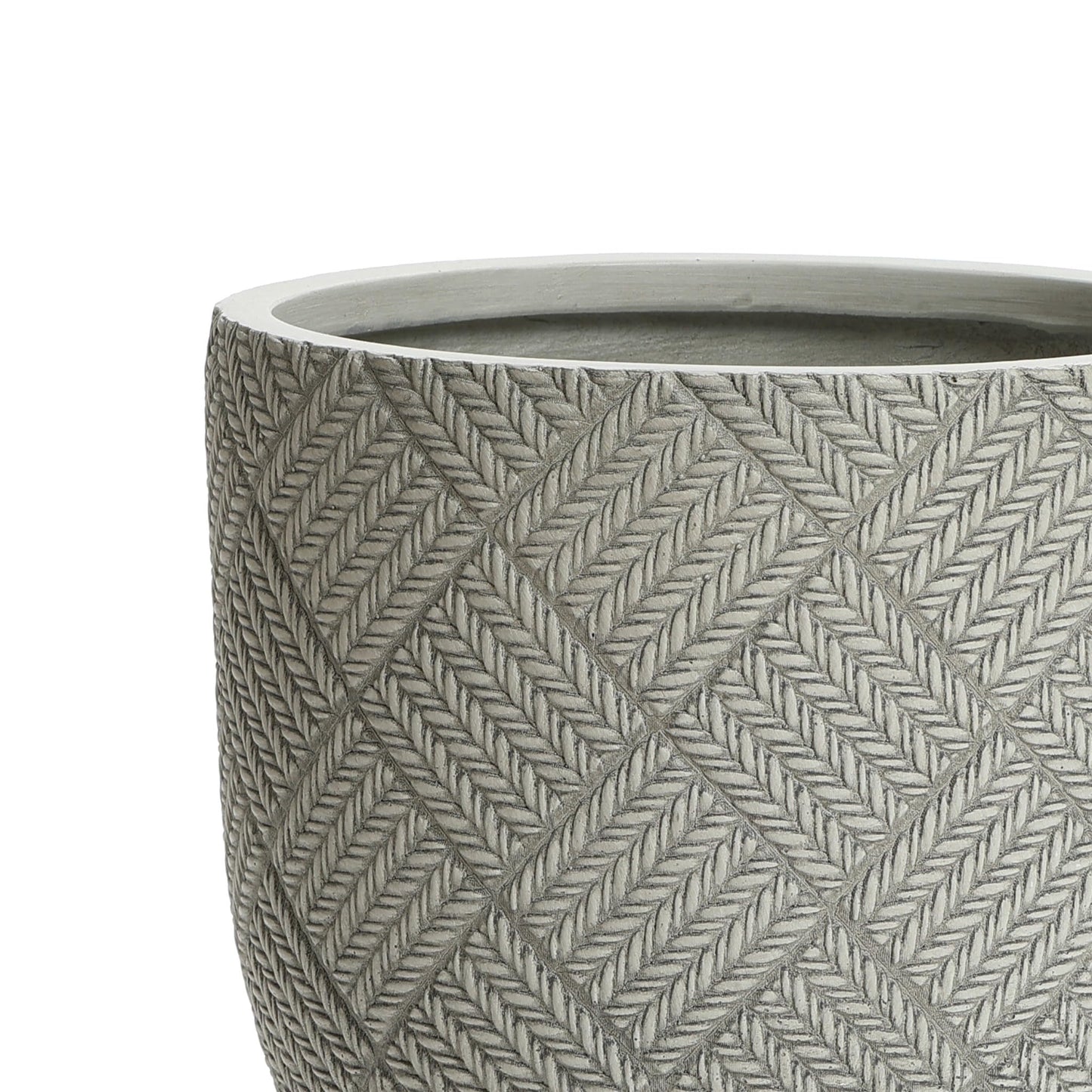 LuxenHome 16.5" H Concrete Tall Urn Planters, Large Outdoor Indoor Decorative Plant Pots with Drainage Holes and Rubber Plug, Modern Gray Glen Woven Pattern Flower Pot Planters for Home Garden Patio