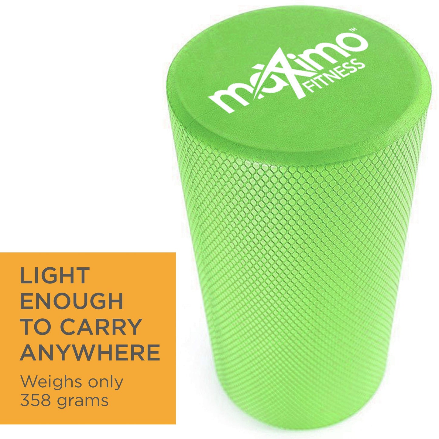 Maximo Fitness Foam Roller - High Density Exercise Roller for Trigger Point Self Massage, Muscle and Back Roller for Fitness, Physical Therapy, Yoga and Pilates, Gym Equipment (Green, 15cm x 45cm)