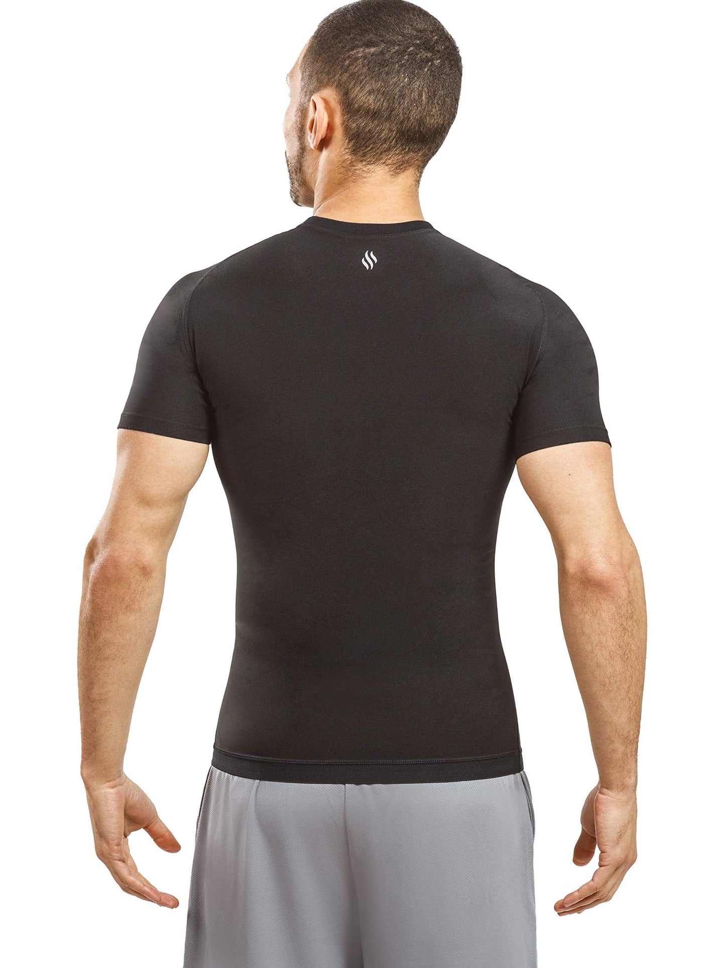 Sweat Shaper Men's Athletic Tee, Short Sleeve Compression T-Shirt, Performance Baselayer Workout Shirt (Black, Medium)