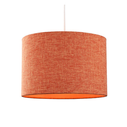 Contemporary and Sleek 12 Inch Rustic Orange Linen Fabric Drum Lamp Shade 60w Maximum | 30cm Diameter | for Table Lamp or Pendant by Happy Homewares