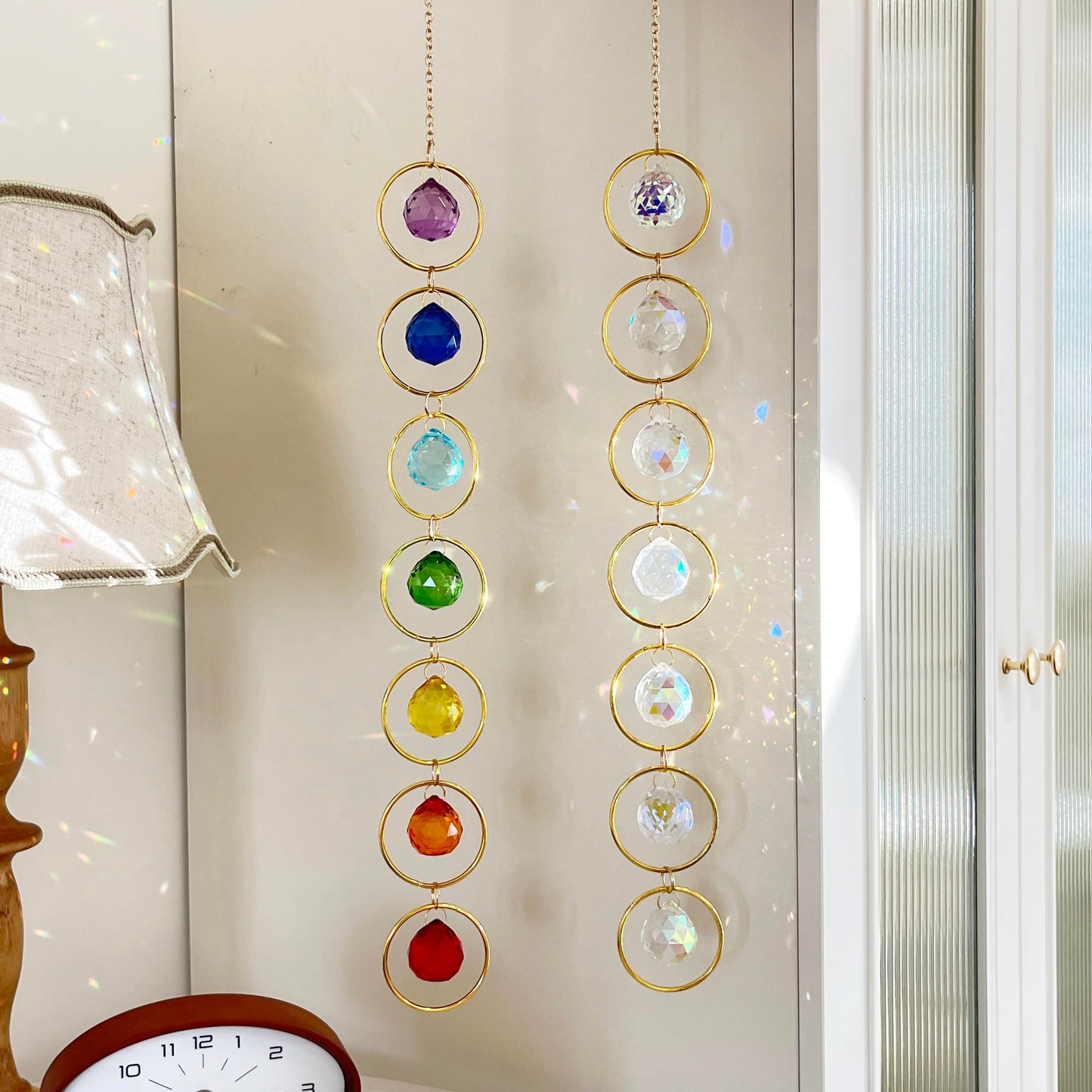 7 Chakra Crystal Suncatcher, AB Color, 30mm Crystal Ball Healing Suncatcher