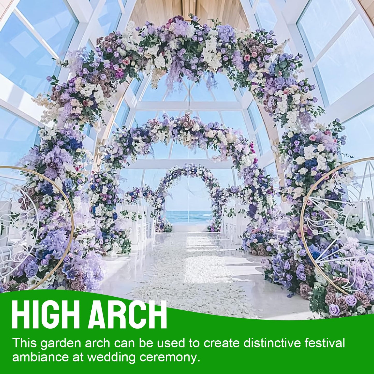 Metal Wide Garden Arch Trellis for Climbing Plants Roses Vines, 53" W x 84" H Wide Garden Archway Arbor Trellis for Lawn Wedding and Bridal Party Decoration