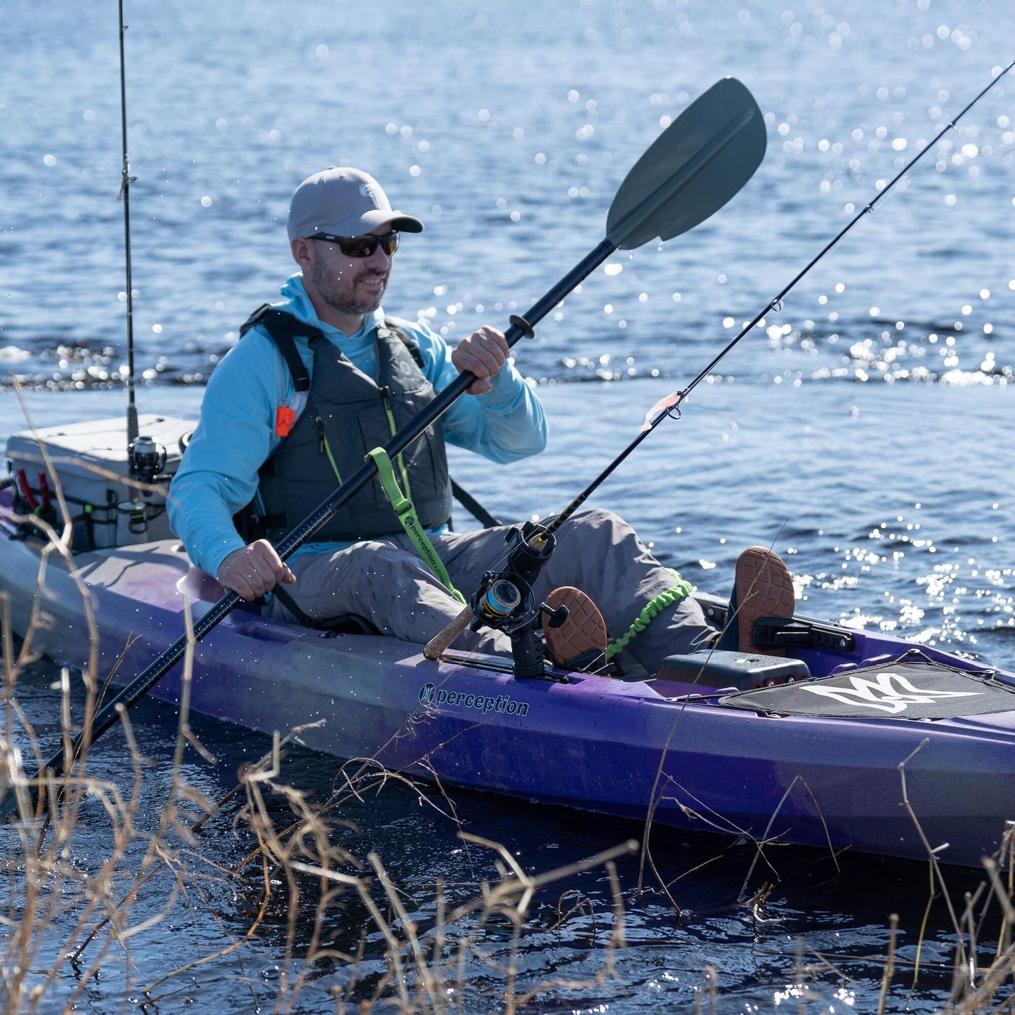 Perception - Pescador Pro 10 - Sit on Top Fishing Kayak with Adjustable Lawn Chair Seat - Large Front and Rear Storage - 10.6 ft - Purple Camo